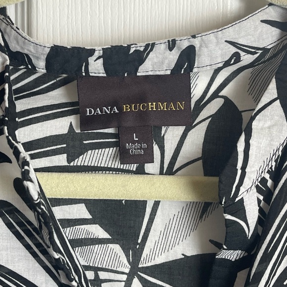 Women’s large, Dana Buchman, sheer black and white blouse in palm tree pattern - Picture 4 of 5